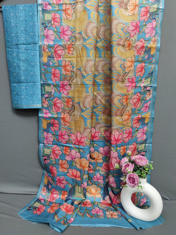 Yellow Paradise Fine Border Tussar Saree FBS2 Geetha Creation